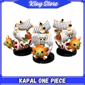 Pajangan Kapal One Piece Thousand Sunny & Going Merry Hiasan Ruangan Interior Mobil Aksesoris Car Decoration dengan Karakter Orange Lucu
