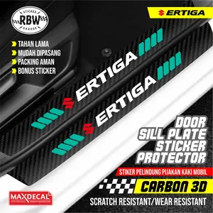 9Pcs Stiker Pelindung Pijakan Mobil Suzuki Ertiga Door Sill Plate Sticker Bahan Max Decal Carbon 3D Kuat Tahan Lama Trendy dan Sporty