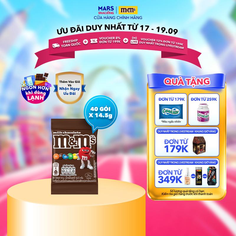 Combo 40 gói kẹo Socola sữa M&M's 14.5g