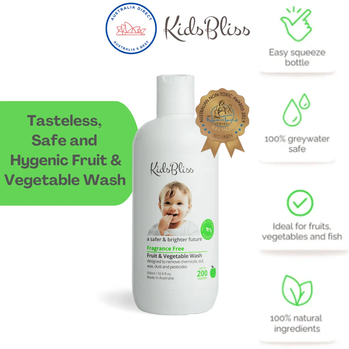KidsBliss Fruit & Vegetable Wash Fragrance Free 500ml