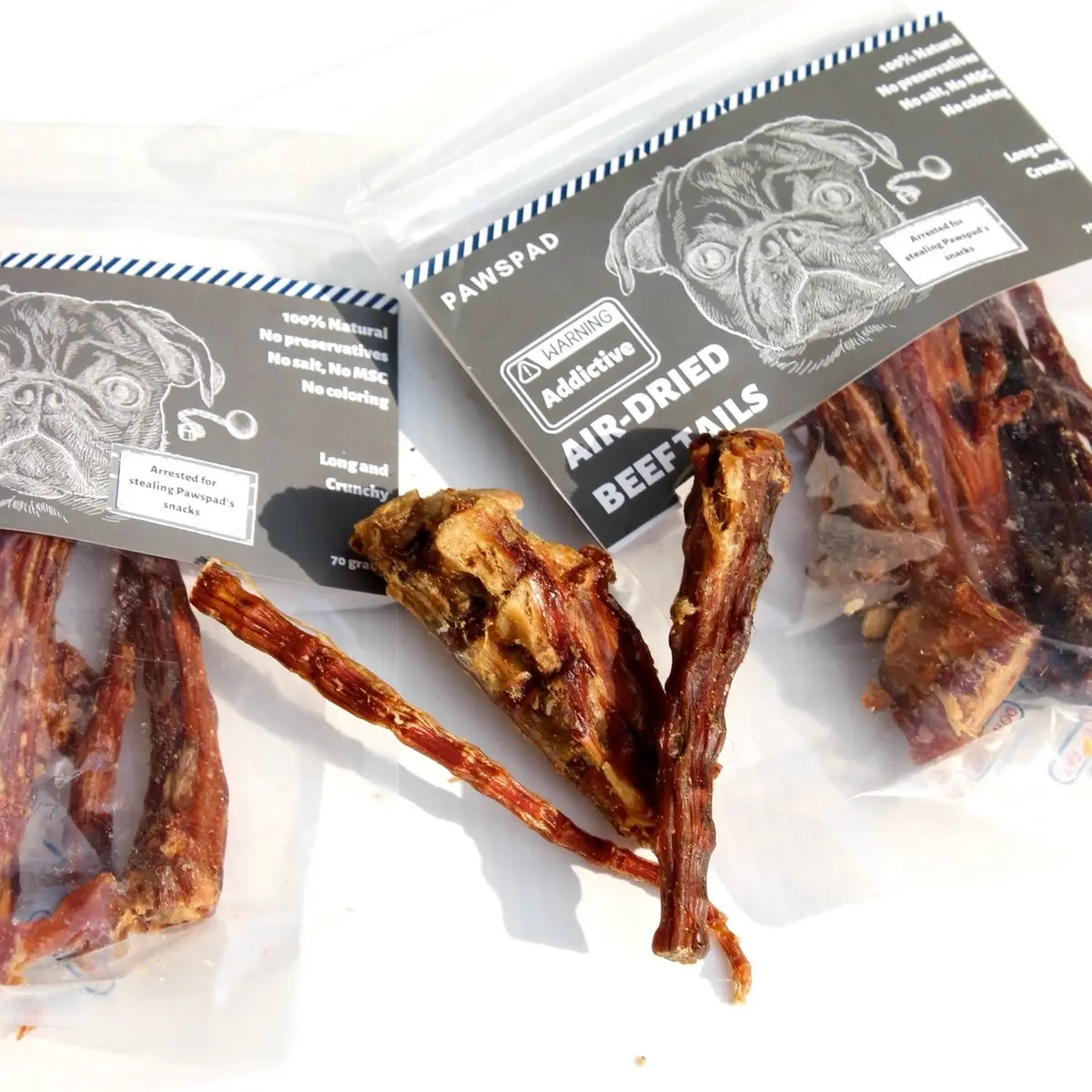 PAWSPAD - Beef Tail EKOR SAPI Kering Udara - 50 dan 70 Gram - Snack Anjing Tinggi Nutrisi