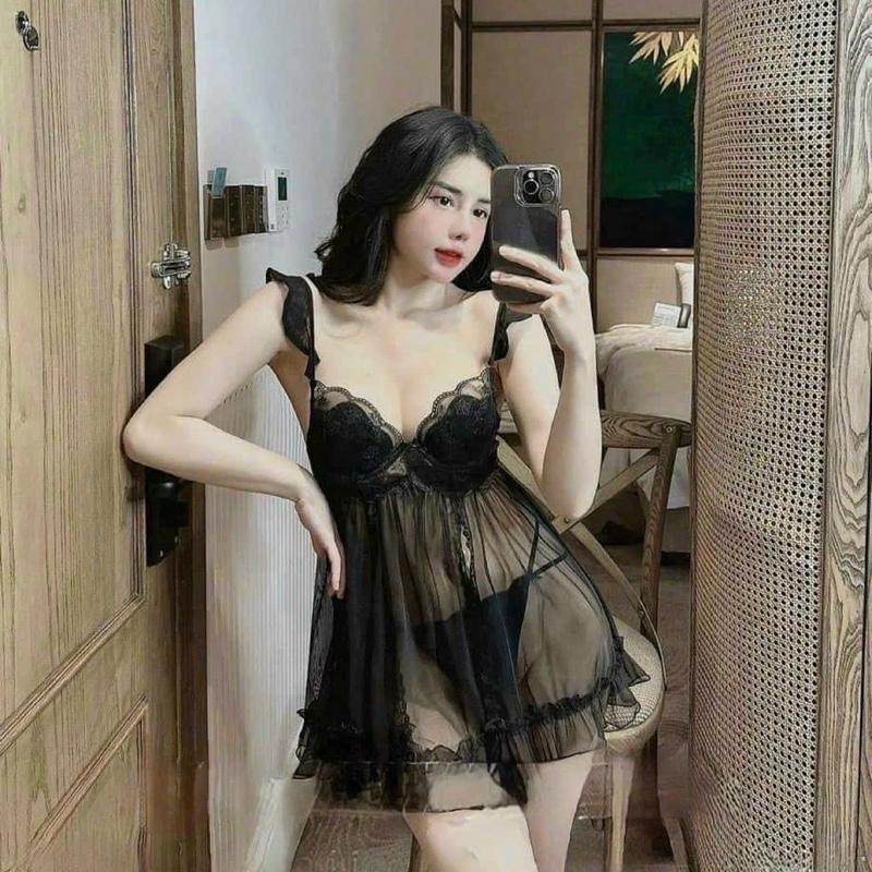 Vây 2 dây phối bèo tiểu thư xẻ tà trước sexy quến rũ -Yuly sp1949- 1
