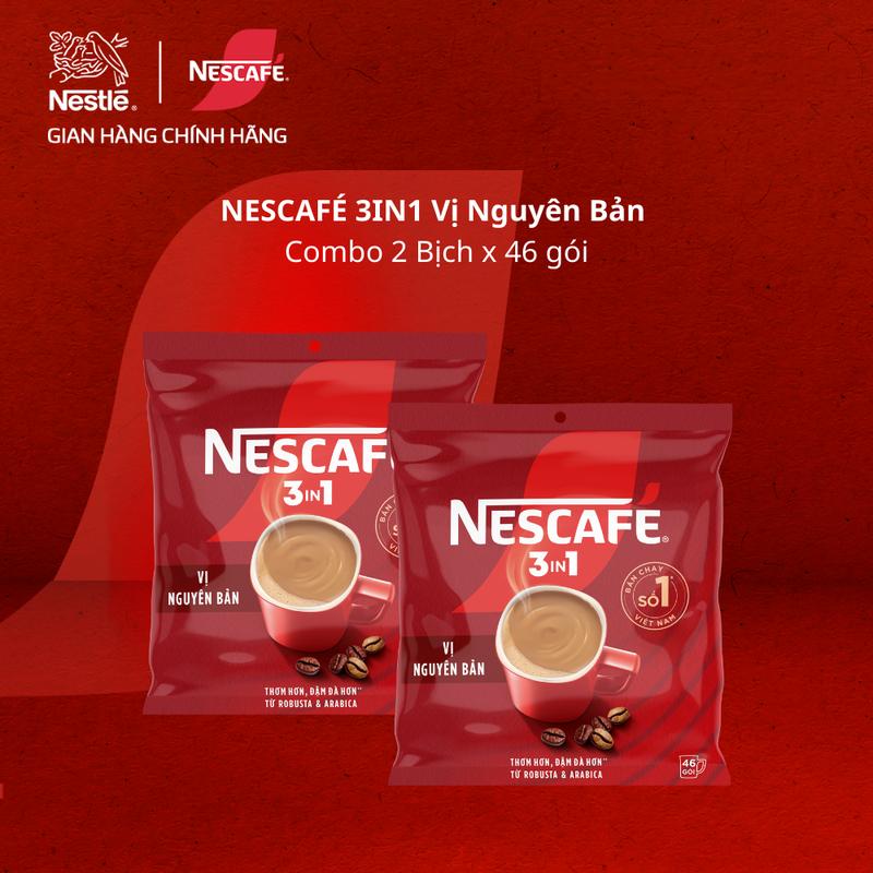  Nestlé VN Combo 2 Bịch Cà phê NESCAFÉ 3IN1 Công thức cải tiến - VỊ NGUYÊN BẢN  Bịch 46 gói x 16g -LS 