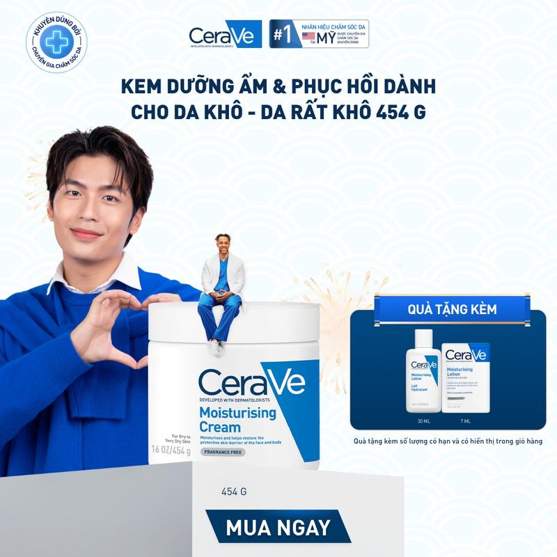   DEAL HOT  Kem dưỡng ẩm dành cho da khô Cerave Moisturizing Cream 454g. Kem dưỡng giúp phục hồi chuyên sâu giữ da ẩm mịn suốt 48 giờ không gây bí da. DÙNG ĐƯỢC CHO DA MẶT VÀ CƠ THỂ_ Chăm sóc da_Kem & Sữa dưỡng thể_Skincare cho Nam và Nữ 