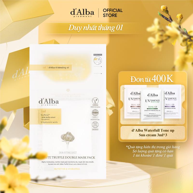 Mặt Nạ Kép Dưỡng Ẩm Và Phục Hồi Da d’Alba White Truffle Double Mask Pack Nutritive Hydrating 1 mặt nạ