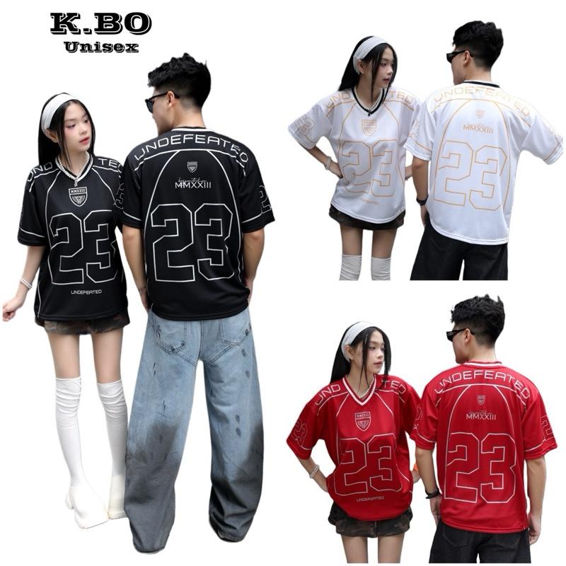 Áo Thun Nam Nữ Cổ Tim Dệt In Nhũ Kim Tuyến x K.BO Unisex From Rộng Top Menwear