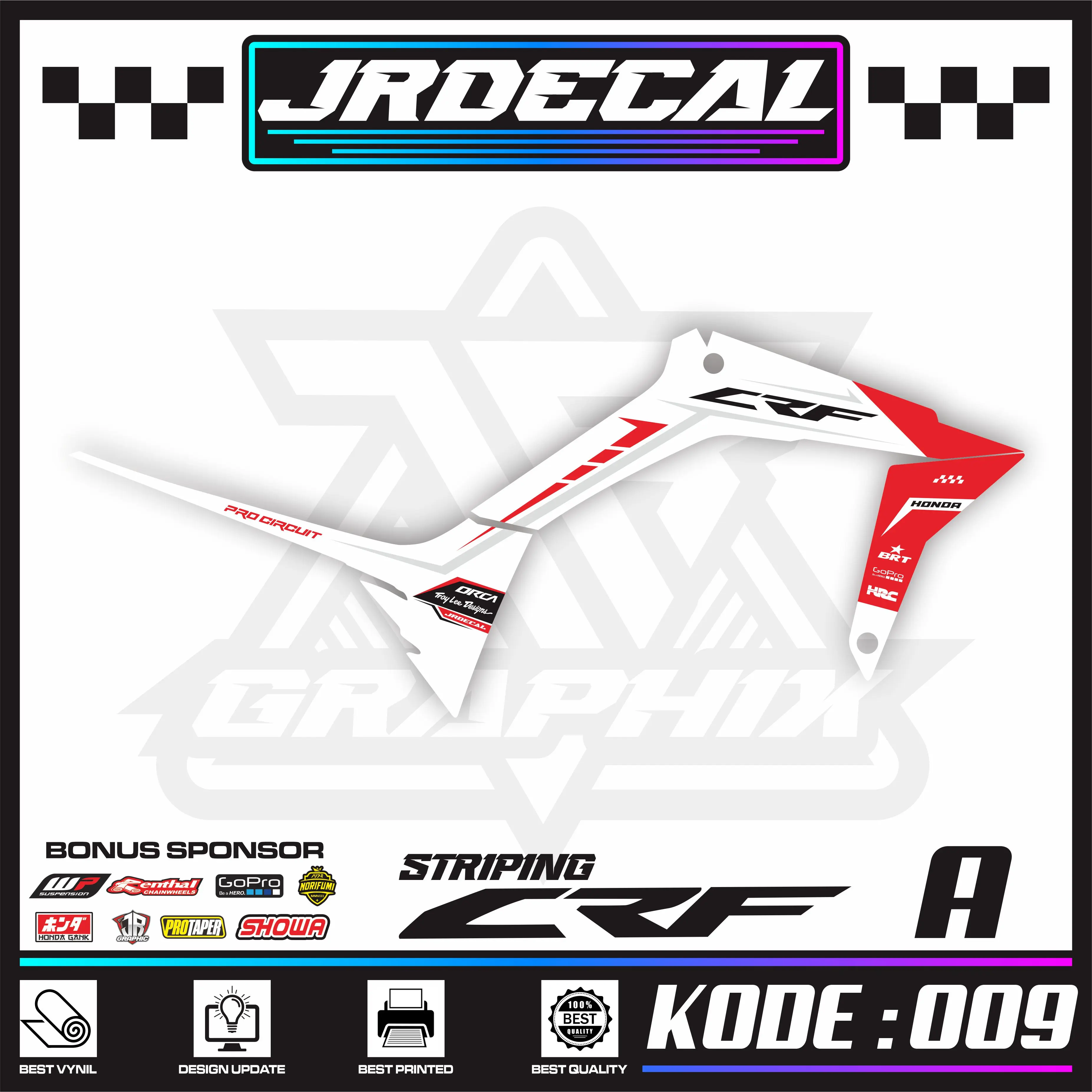 STIKER CRF 150L SEMI FULL GRAFIS SUPERMOTO KEREN (COD) - STRIPING CRF 150 L SEMI FULL 009