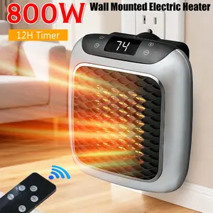 2-in-1 Plug In 800W Heater Space-Saver Wall Mountable or Portable Mini Heater with Quiet Operation for Personal Spaces Indoor