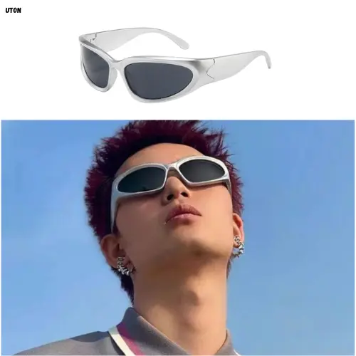 Original Y2k Photocromic Bluecromic Kacamata Gorfcore Hitam Gaya Funk Muse Glasess Wanita/Pria Vintage Untuk Unisex Sunglasses Plastik Eyewear 6