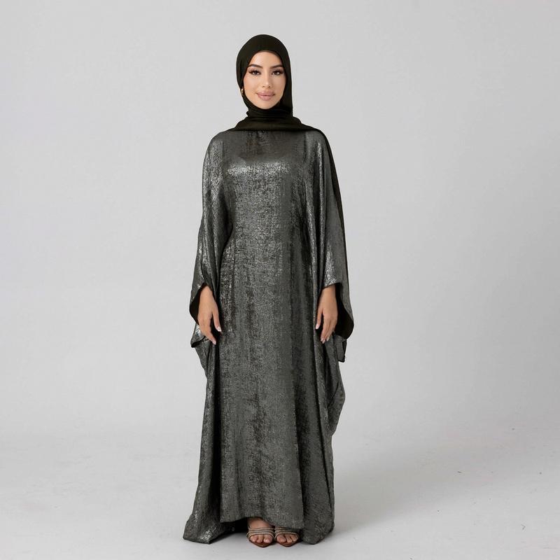 Product Introduction of Shimmer Butterfly abaya ,Batwing shinny abaya, Butterfly caftan Plus size elegant dress 5