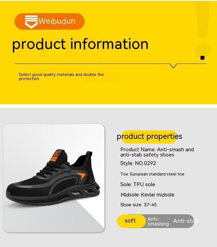 Product Introduction of Labor Protection Shoes Men's Anti-Smashing and Anti-Stab Safety Shoes Lightweight Comfortable Wear-Resistant Air Cushion Shock Absorption Protective Work Shoes 13