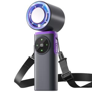ポータブルハンドヘルドファン、4000mAh充電式ファン、アイスキューラー & LCDディスプレイ付き、100段階ターボ冷却ファン、ポータブル旅行必需品
