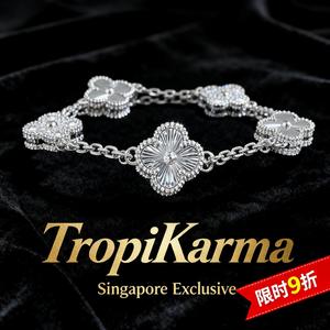 TropiKarma Singapore CNC Laser Clover Bracelet Women Ins Niche Light Luxury with Kaleidoscope Diamond Inlaid