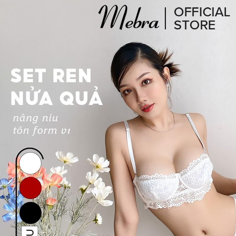 Áo lót nữ trắng cup ngang nửa quả có gọng không mút có thể thêm mút rời Mebra - CHE TÊN SẢN PHẨM Top Kem Ren Voi