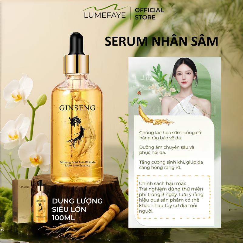  Lumefaye Serum Nhân Sâm 100ml Chứa Nguyên Củ Nhân Sâm Thật Chống Lão Hóa Nâng Cơ Vượt Trội Loại Bỏ Sắc Tố Vàng Phục Hồi Da Mệt Mỏi Chuyên Sâu Cho Mọi Loại Da 
