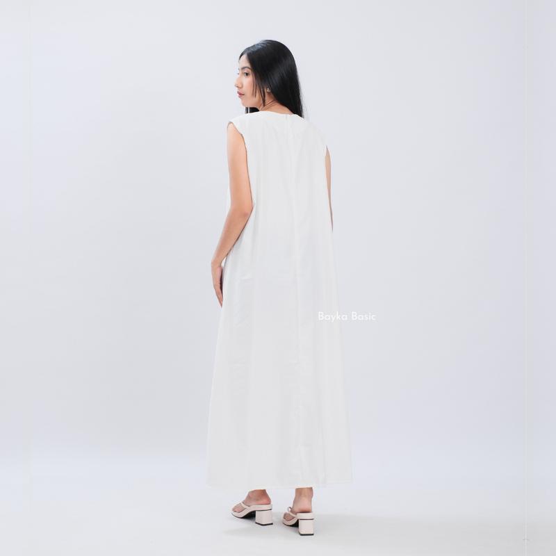 Bayka - Inner Dress Tanpa Lengan / Maxi Sleeveless Dress Polos Wanita / Dalaman Gamis Katun / Manset Kutung Panjang 8