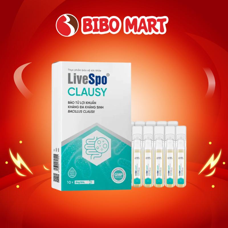 Men Vi Sinh LiveSpo Clausy Thực Phẩm Bổ Sung Hỗ Trợ Giảm Rối Loạn Tiêu Hóa Hộp 10 Ống - BiboMart