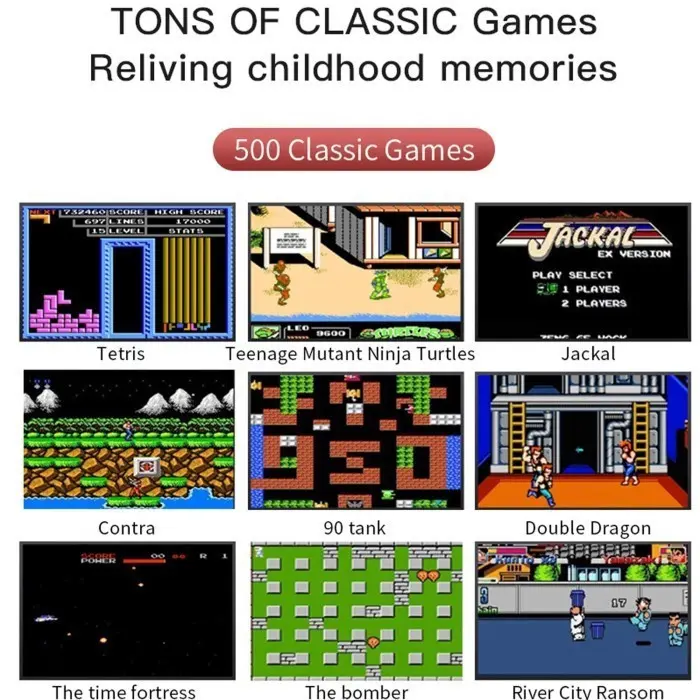 NODIA Konsol Game Genggam Retro G5 / Tetris Mini Arcade / Dengan 500 Game Klasik / Gamepad Portabel Layar 3.0 Inci / Mode Permainan Satu Dan Dua Pemain / Baterai Isi Ulang 1000mAh / Dukungan Untuk Konektivitas TV / Console Machines Gameboy / Gaming Konsol 5