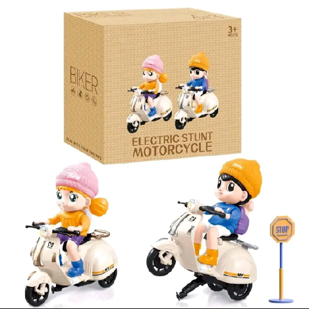 Biker Motor Vespa Jumping Dance Mainan Anak dengan Musik dan Lampu Electric Stunt Motorcycle