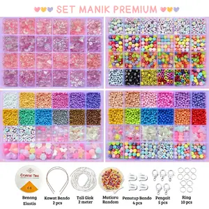 DIY Manik Manik Set Aesthetic - 1 Set DIY Manik Manik - 1 Set Kotak Lengkap - (BONUS Benang Elastis + Tali Giok + Manik Random + Pengait Udang + Ring) -SM002