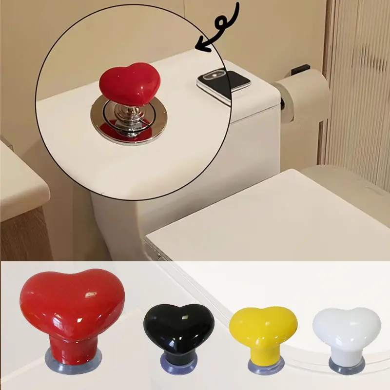 Handle Toilet Press Button Heart Shaped Press Tank Push Switch Toilet Bathing Room Decor Water Press Flush Button Toilets Tools