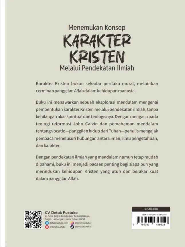Detaka Pustaka - Menemukan Konsep Karakter Kristen Melalui Pendekatan Ilmiah