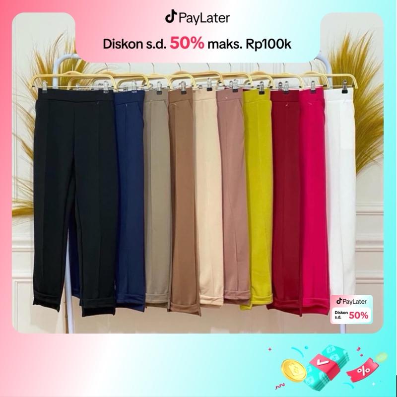 Ayu Wisya PANTS scuba premium Wanita Nyaman Kulot Celana Panjang Kancing Casual Fit 0