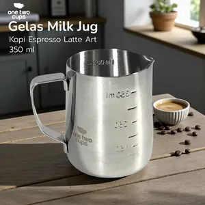 PROMO One Two Cups Milk Jug Cangkir Latte Art Espresso Stainless Steel 201 - ZM078 MURAH