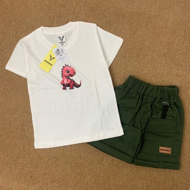 BRAVEKIDS FASHION - DINO CHARACTER SETELAN ANAK COTTON COMBED 24S 1-5 TAHUN 7