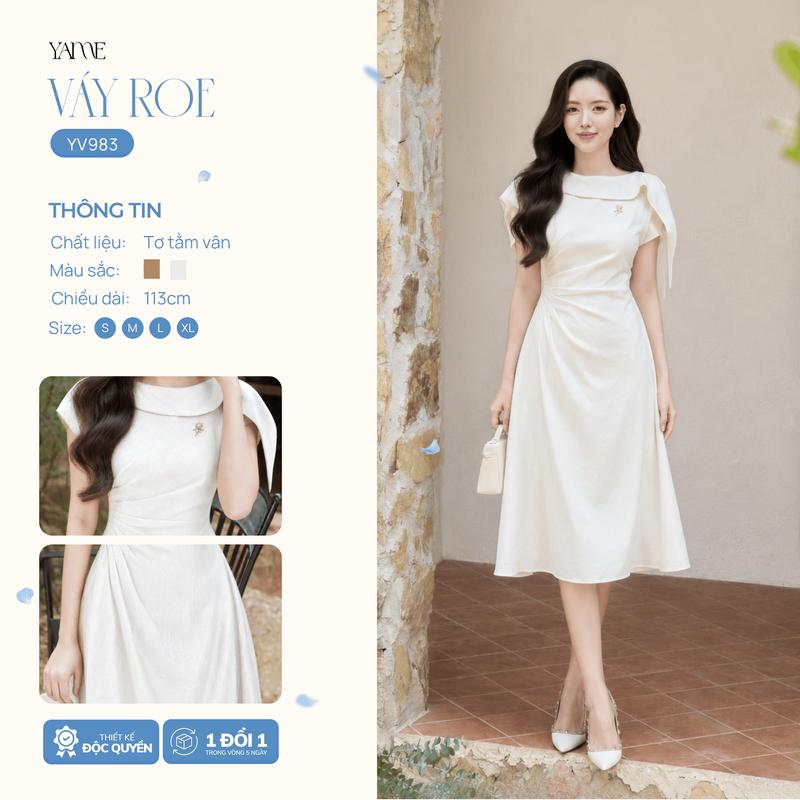 Váy Thiết Kế Nữ YAME Cố Điệu , Eo Xếp Ly, Dáng Dài 113cm, Đầm Công Sở Thanh Lịch, Váy Dự Tiệc Sang Trọng - ROE YV983