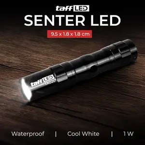TaffLED Police Senter LED Flashlight Waterproof 1W - TAC2L - Black