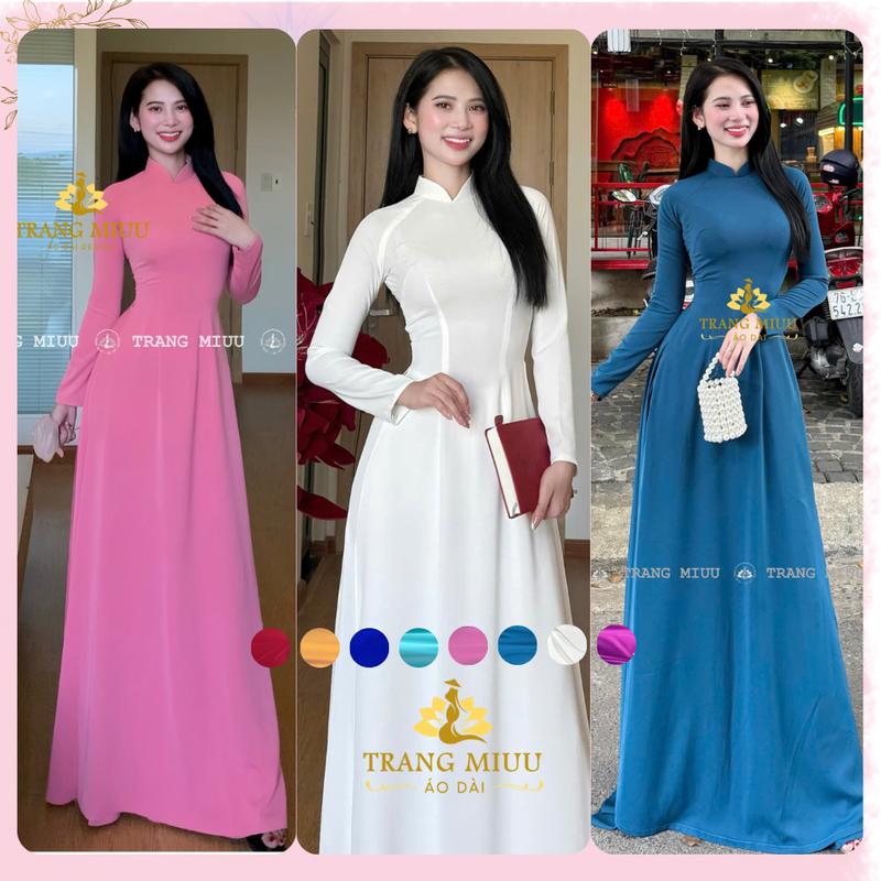 Áo Dài Trang Miuu Áo Dài truyền thống lụa tuyết mịn cao cấp xanh ngọc