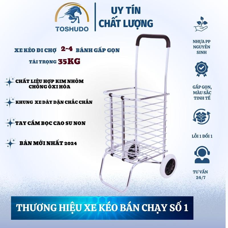Xe Kéo Đi Chợ, Xe Siêu Thị TOSHIDO Bằng Hợp Kim Gấp Gọn Tiện Lợi