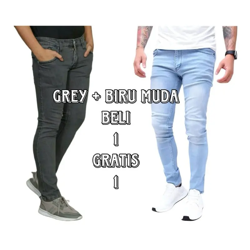 PAKET HEMAT Celana Panjang Pensil Slimfit  Pria Beli 1 Gratis 1 ( Dapat 2 Pcs )