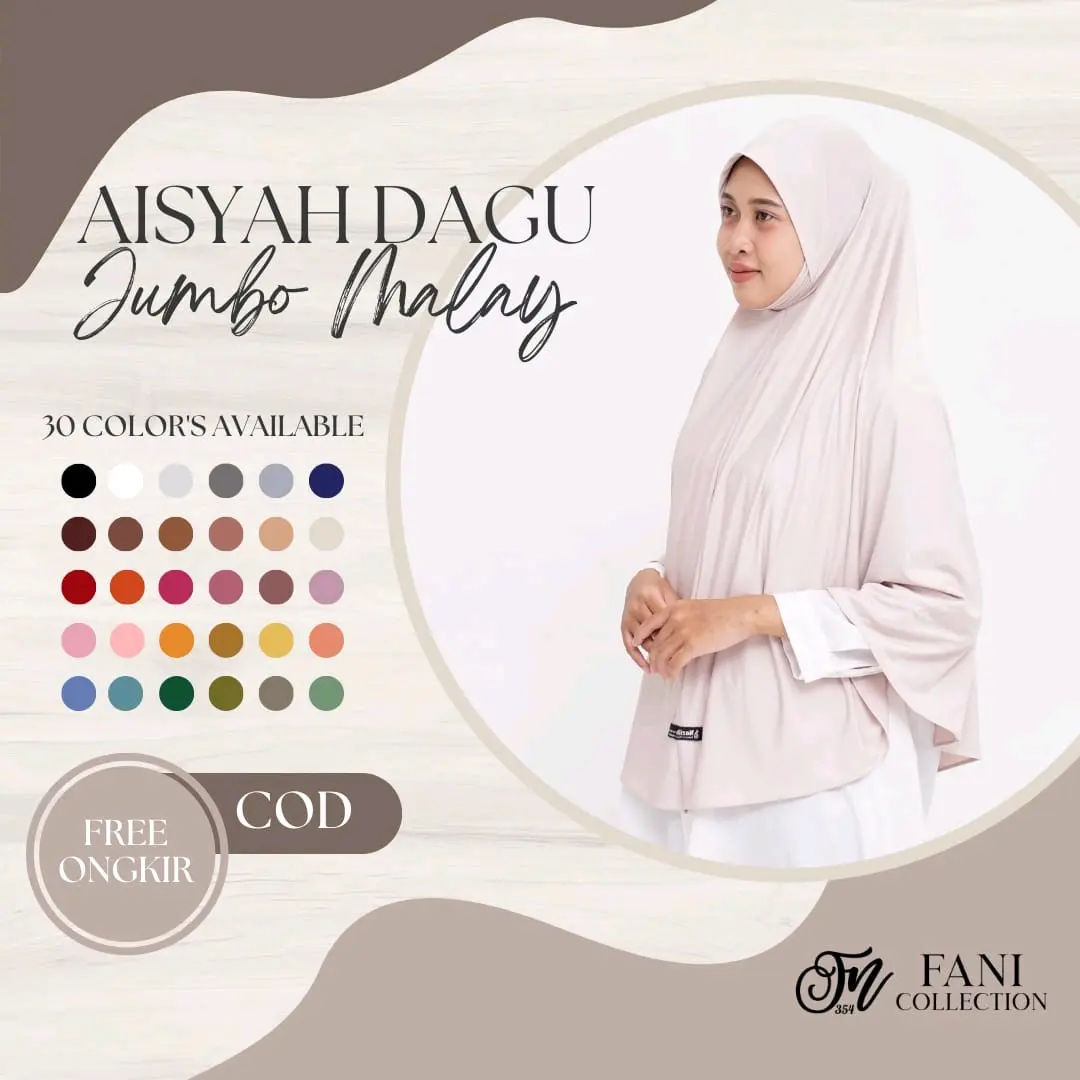 Aisyah Jilbab Dagu Jumbo Instan Syar'i Bergo Muslim Haji Umroh Panjang Syari