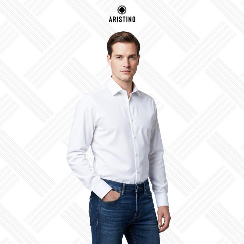  ARISTINO Áo sơ mi dài tay trắng tinh lịch lãm phom dáng slim fit ALSR08 