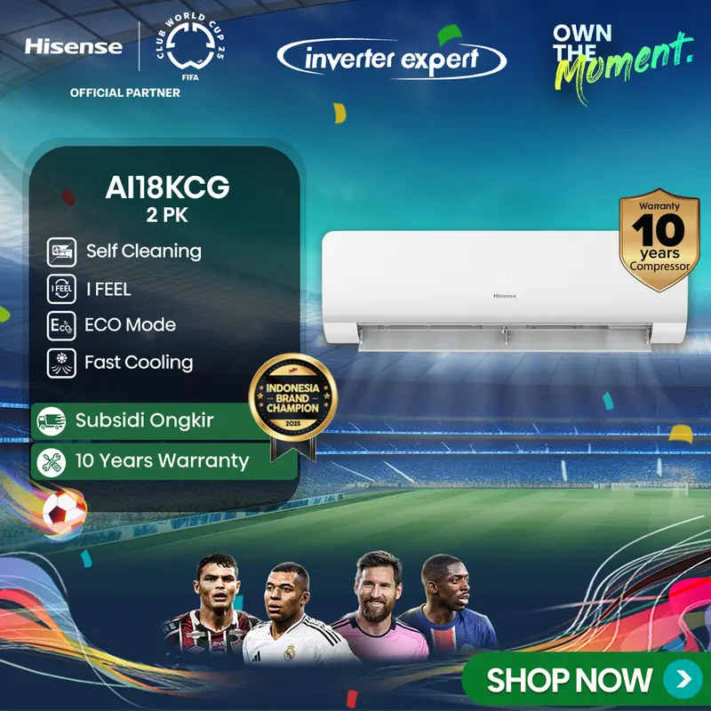 Hisense AC Air Conditioner Inverter 2 PK - AI18KCG (Indoor+Outdoor) 0