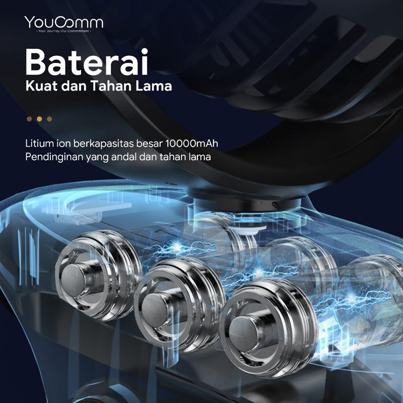 Youcomm 15000 mAh Kipas Angin USB Clip Mini Fan Rotating Kipas Angin Meja Mini Jepit Portable LED Display Portable Fan Aromaterapi Kipas Angin N33 3
