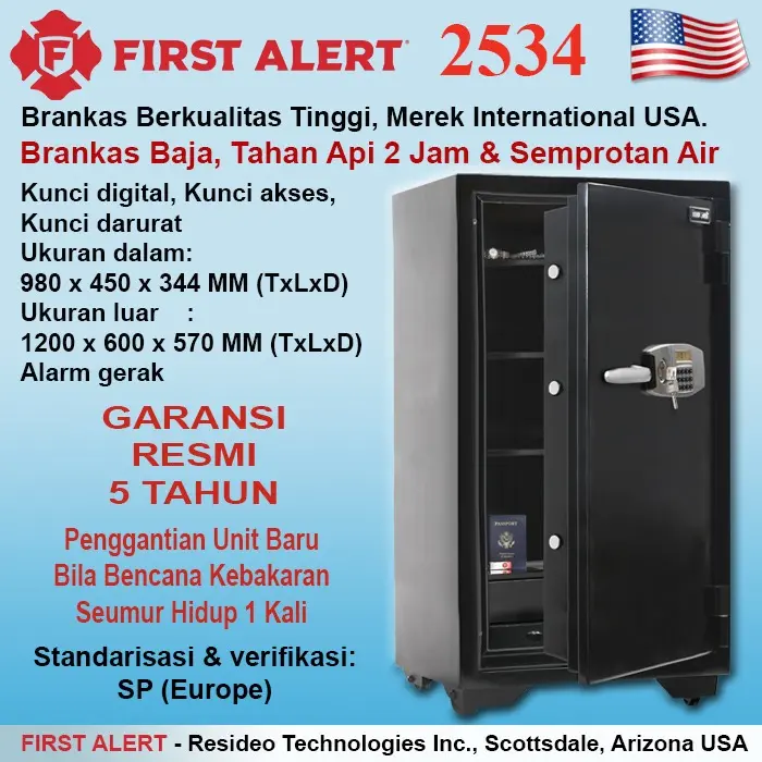 Brankas FIRST ALERT & HONEYWELL 2534 BRANKAS TAHAN API Bergaransi