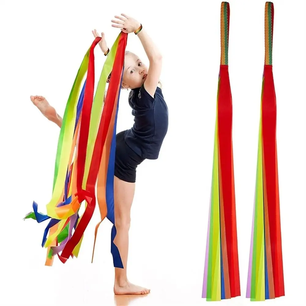 Color Recognition Rhythmic Gymnastic Ribbons Color Ribbon Toys Art Gymnastic Dance Rainbow Ribbons Sensory Toy Hand Held Rainbow Streamer Fitness Supplies
