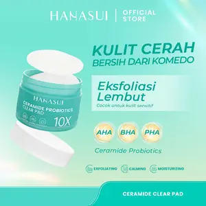 HANASUI Ceramide Probiotics Clear Pad - Kapas 2in1 Eksfoliasi Lembut Kulit Sensitif  Perbaiki Skin Barrier Angkat Sel Kulit Mati Komedo