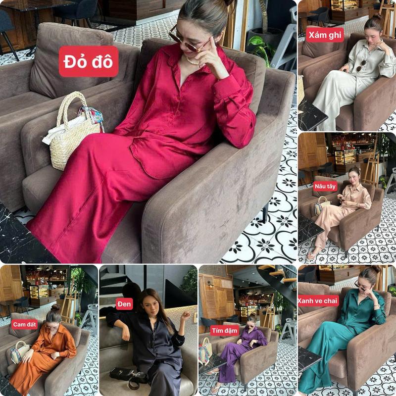 40-70kg SET Sơmi Thiết kế vải LỤA cao cấp phối màu form Tây body - Quần suông