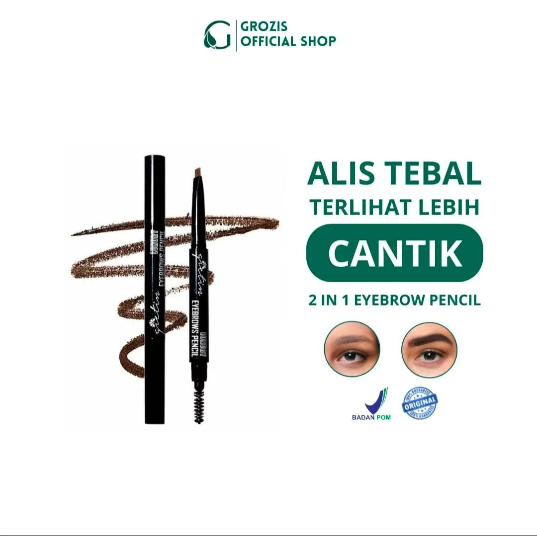 GROZIS Pensil Alis 2 in 1 Anti Air Putar Otomatis Eyebrow Pencil dengan Sikat Alis