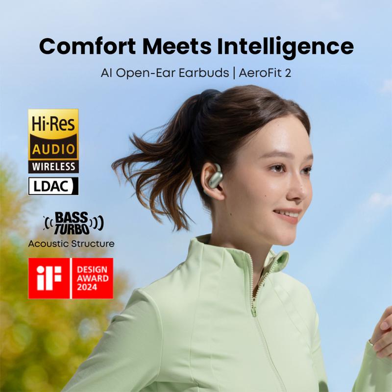 Soundcore by Anker AeroFit 2 OWS Open Ear Earbuds Hi-Res Wireless Audio LDAC AI Translation Clear Calls IP55 with Wireless Charging - A3874 2