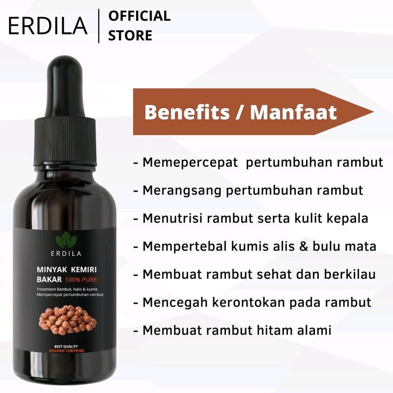 Minyak Kemiri bakar murni Erdila penumbuh rambut 100% PURE ORIGINAL Menebalkan Menumbuhkan 2