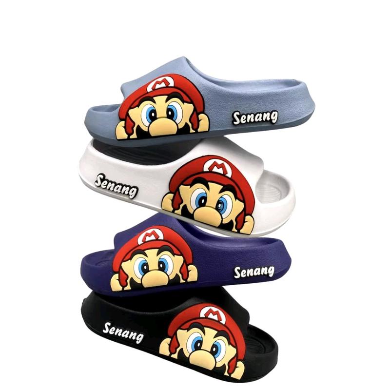 Sandal Selop Anak Cowok Sendal Anak Laki-laki Slip On Ringan Nyaman Kekinian Motif Mario 0