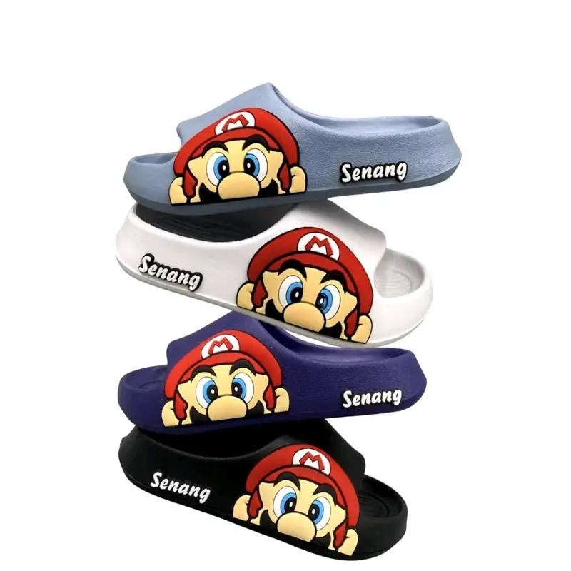 Sandal Selop Anak Cowok Sendal Anak Laki-laki Slip On Ringan Nyaman Kekinian Motif Mario 0