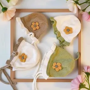 Nahlaku - Topi Bayi Kupluk Anak Bonnet Bunga Rajut Fashion