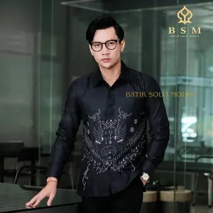 Kemeja Baju Batik Pria Cowok Slimfit Premium Motif KRESNA HITAM Full Furing Baju Lengan Panjang Kantor Nyaman Katun Kondangan batik  pria Formal Casual