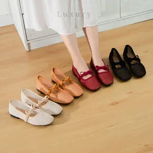 Sepatu Flatshoes Wanita Model Jaring Variasi Tali Pita | Sepatu Jaring Wanita Flatshoes Wanita Empuk dan Nyaman